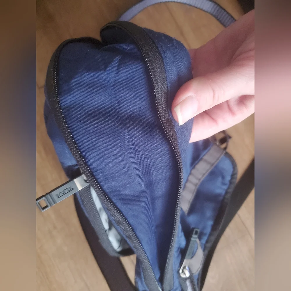 TUMI Navy Blue Organizer Travel Crossbody Bag.